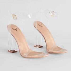 Windsor trendy clear open toe heels.